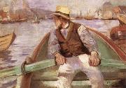 Christian Krohg Look ahead,the harbour at Bergen USA oil painting artist